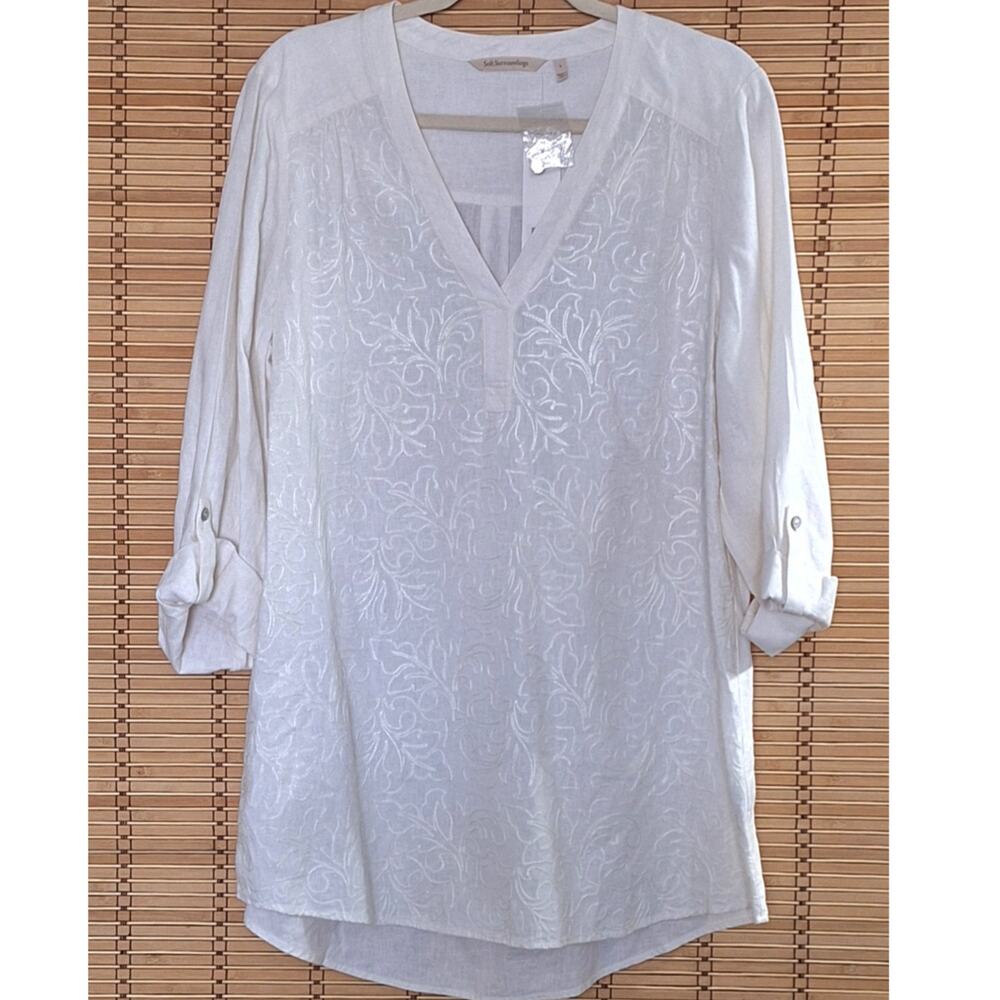 Soft Surroundings Cream Lillith Top Size L NWT